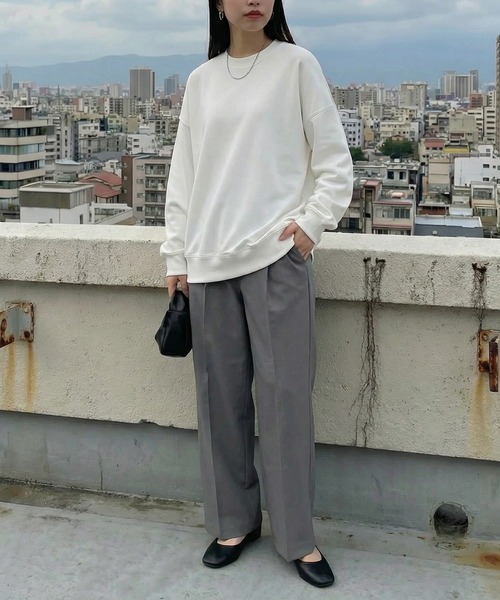 CROSS & STITCH(クロスステッチ)の「ダボっとリラックス感!【Cross&Stitch】レギュラーウェイト ビッグシルエット スウェットシャツ オーバーサイズ SB2280(スウェット・レディース・サンドベージュ/ダークブルー/ホワイト/ヘザーグレー/ダークグリーン/ブラック・M/L)」の18枚目の写真