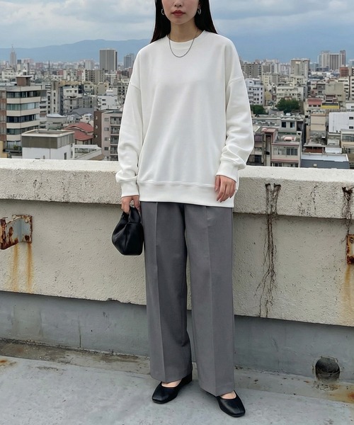 CROSS & STITCH(クロスステッチ)の「ダボっとリラックス感!【Cross&Stitch】レギュラーウェイト ビッグシルエット スウェットシャツ オーバーサイズ SB2280(スウェット・レディース・サンドベージュ/ダークブルー/ホワイト/ヘザーグレー/ダークグリーン/ブラック・M/L)」の19枚目の写真