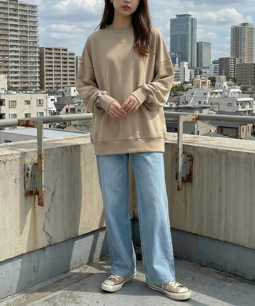 CROSS & STITCH(クロスステッチ)の「ダボっとリラックス感!【Cross&Stitch】レギュラーウェイト ビッグシルエット スウェットシャツ オーバーサイズ SB2280(スウェット・レディース・サンドベージュ/ダークブルー/ホワイト/ヘザーグレー/ダークグリーン/ブラック・M/L)」の15枚目の写真