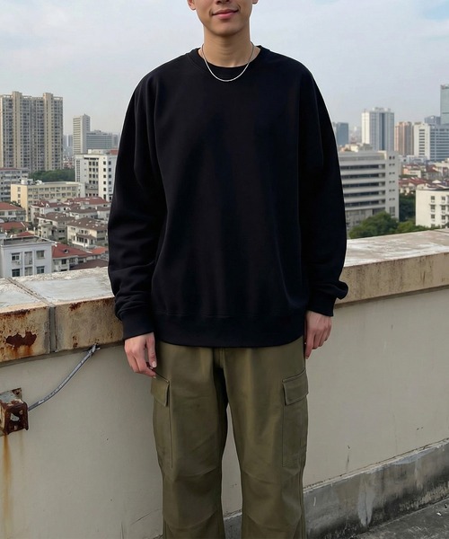 CROSS & STITCH(クロスステッチ)の「ダボっとリラックス感!【Cross&Stitch】レギュラーウェイト ビッグシルエット スウェットシャツ オーバーサイズ SB2280(スウェット・レディース・サンドベージュ/ダークブルー/ホワイト/ヘザーグレー/ダークグリーン/ブラック・M/L)」の20枚目の写真