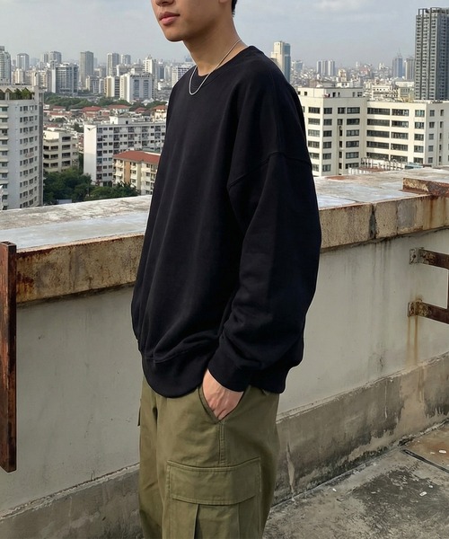 CROSS & STITCH(クロスステッチ)の「ダボっとリラックス感!【Cross&Stitch】レギュラーウェイト ビッグシルエット スウェットシャツ オーバーサイズ SB2280(スウェット・レディース・サンドベージュ/ダークブルー/ホワイト/ヘザーグレー/ダークグリーン/ブラック・M/L)」の21枚目の写真