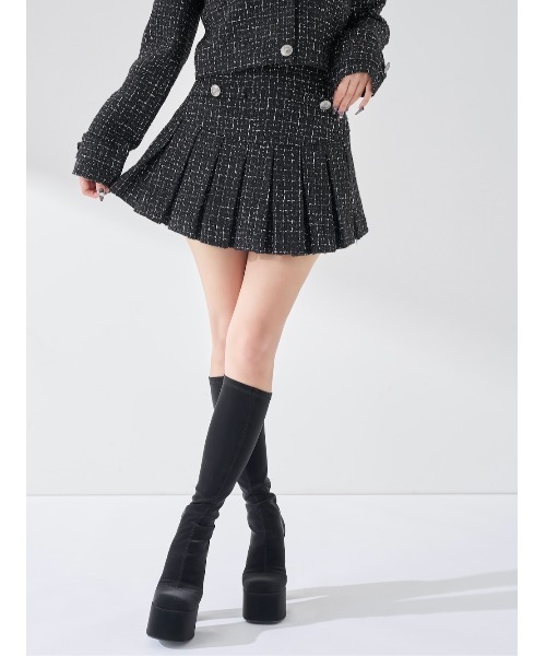ダーリッチ ツイードチェックプリーツミニスカート 【M】 ツイードチェックプリーツミニスカート（スカート）｜Darich