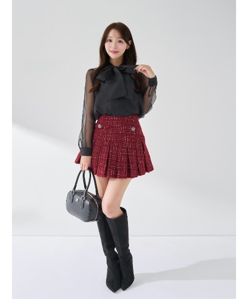 ツイードチェックプリーツミニスカート（スカート）｜Darich