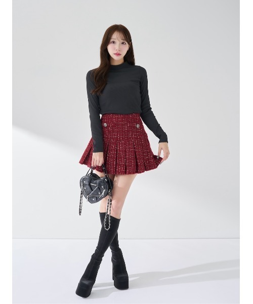 新品未使用タグ付 Darich ツイードチェックプリーツミニスカート ツイードチェックプリーツミニスカート（スカート）｜Darich