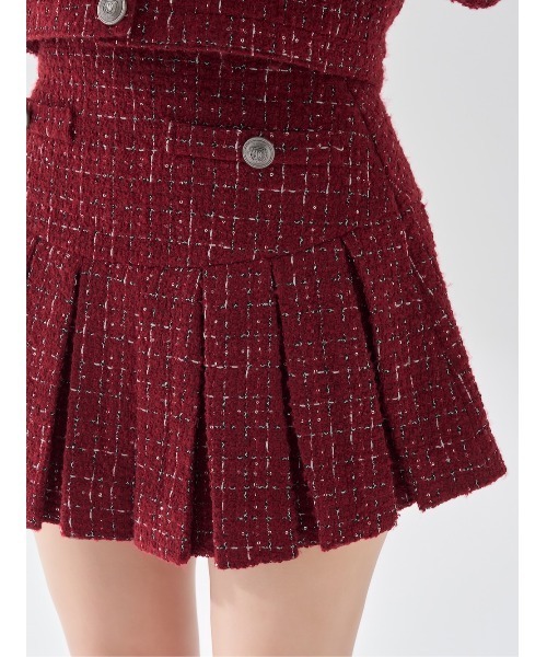 プリーツミニスカート　ダーリッチ darich M 赤 BRD ツイードチェックプリーツミニスカート（スカート）｜Darich