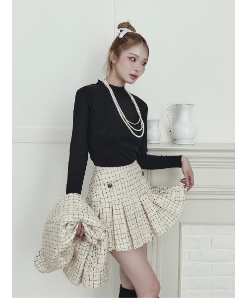 ダーリッチ ツイードチェックプリーツミニスカート 【M】 ツイードチェックプリーツミニスカート（スカート）｜Darich