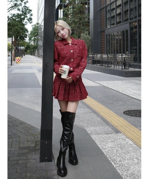 ダーリッチ ツイードチェックプリーツミニスカート 【M】 ツイードチェックプリーツミニスカート（スカート）｜Darich