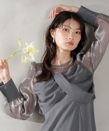 Kana | 胸元リボン ビスチェ風 Iラインワンピースドレス オケージョン 結婚式 お呼ばれ(ドレス)