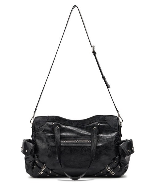 .KOM(ドットコム)の「A'GEM/9 × .kom 『.KOM/ドットケーオーエム』 Belted Faux Leather Tote Bag/ベルトデザイン エコレザートートバッグ(トートバッグ・レディース・ブラック・FREE)」の10枚目の写真