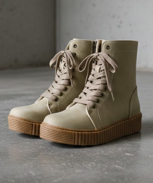 Dedes（デデス）の「軽量厚底 レースアップブーツ ユニセックス（ブーツ・レディース・ブラック系1/グレー系1/アイボリー系1/ブラウン系1・37/38/39/40/41/42/43/44/36）」の4枚目の写真