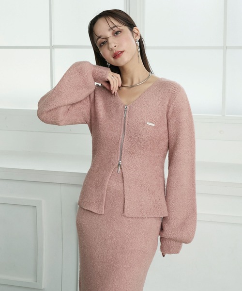 Elishe（エリシェ）の「ダブルジップフラッフィーニット（カーディガン/ボレロ・レディース・ブラック/ピンク/ベージュ・FREE）」の13枚目の写真