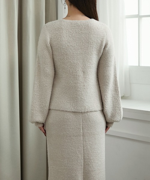 Elishe（エリシェ）の「ダブルジップフラッフィーニット（カーディガン/ボレロ・レディース・ブラック/ピンク/ベージュ・FREE）」の5枚目の写真