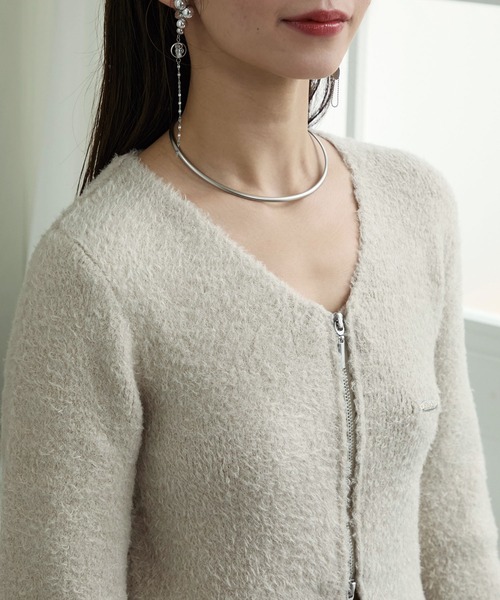 Elishe（エリシェ）の「ダブルジップフラッフィーニット（カーディガン/ボレロ・レディース・ブラック/ピンク/ベージュ・FREE）」の16枚目の写真