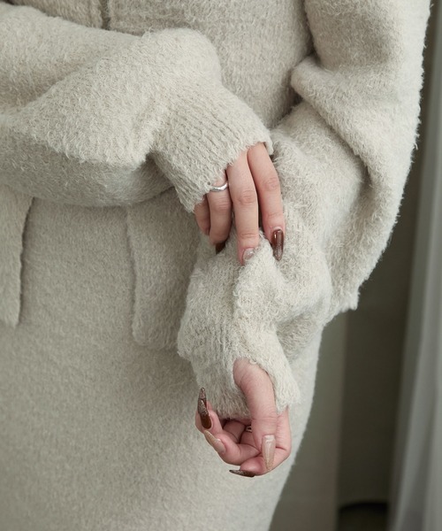 Elishe（エリシェ）の「ダブルジップフラッフィーニット（カーディガン/ボレロ・レディース・ブラック/ピンク/ベージュ・FREE）」の20枚目の写真