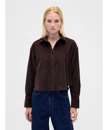 コーデュロイ ストレートヘム クロップドシャツ