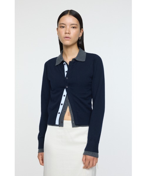 MOUSSY(マウジー)の「DOUBLE LAYERED ニットシャツ(ニット/セーター・レディース・アイボリー/チャコールグレー/ダークネイビー/ブラウン・FREE)」の4枚目の写真