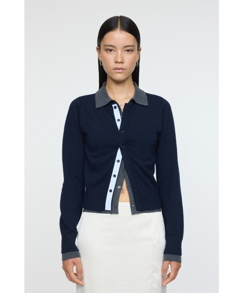 MOUSSY(マウジー)の「DOUBLE LAYERED ニットシャツ(ニット/セーター・レディース・アイボリー/チャコールグレー/ダークネイビー/ブラウン・FREE)」の9枚目の写真