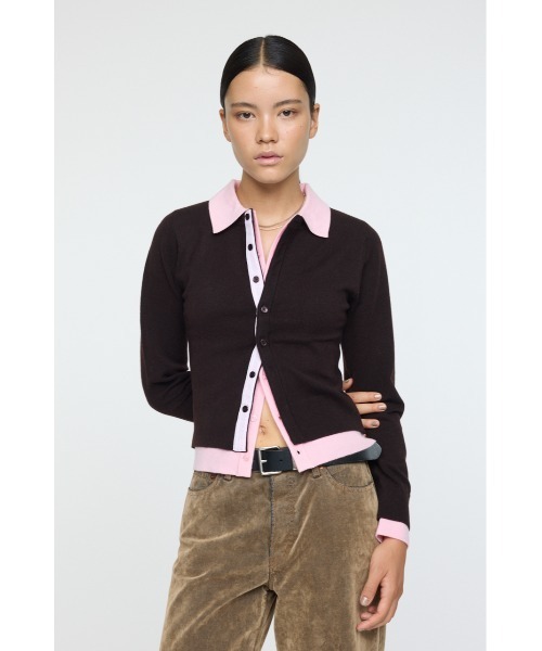 MOUSSY DOUBLE LAYERED ニットシャツ DOUBLE LAYERED ニットシャツ（ニット/セーター）｜MOUSSY（マウジー