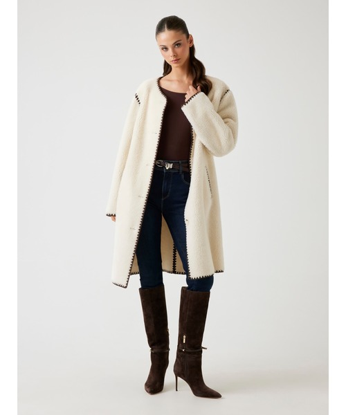 GUESS ベージュファーコート XS GUESS ベージュファーコート XS