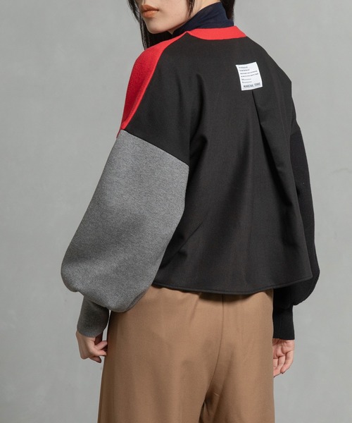 MARECHAL TERRE（マルシャルテル）の「カラーブロックニットカーディガン（カーディガン/ボレロ・レディース・グレー/ブラック/ブラウン/レッド・MEDIUM）」の6枚目の写真