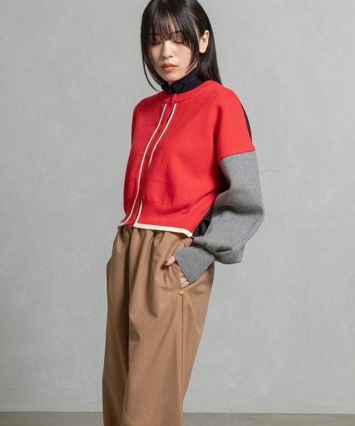 MARECHAL TERRE（マルシャルテル）の「カラーブロックニットカーディガン（カーディガン/ボレロ・レディース・グレー/ブラック/ブラウン/レッド・MEDIUM）」の9枚目の写真