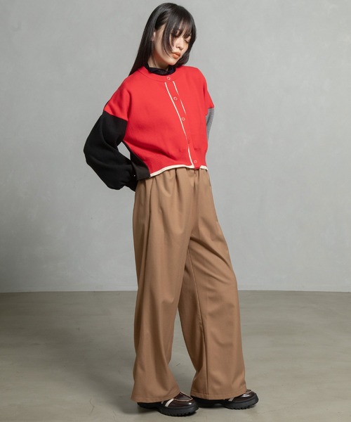 MARECHAL TERRE（マルシャルテル）の「カラーブロックニットカーディガン（カーディガン/ボレロ・レディース・グレー/ブラック/ブラウン/レッド・MEDIUM）」の11枚目の写真