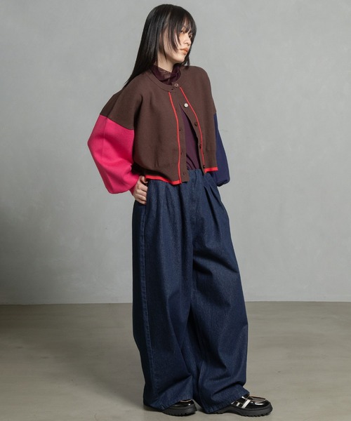 MARECHAL TERRE（マルシャルテル）の「カラーブロックニットカーディガン（カーディガン/ボレロ・レディース・グレー/ブラック/ブラウン/レッド・MEDIUM）」の15枚目の写真