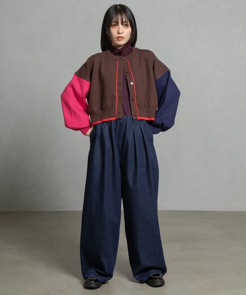 MARECHAL TERRE（マルシャルテル）の「カラーブロックニットカーディガン（カーディガン/ボレロ・レディース・グレー/ブラック/ブラウン/レッド・MEDIUM）」の16枚目の写真