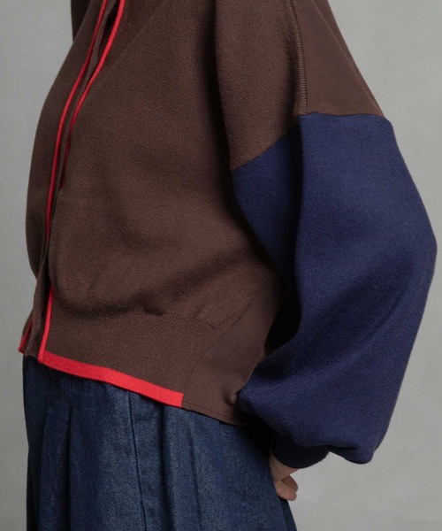 MARECHAL TERRE（マルシャルテル）の「カラーブロックニットカーディガン（カーディガン/ボレロ・レディース・グレー/ブラック/ブラウン/レッド・MEDIUM）」の19枚目の写真