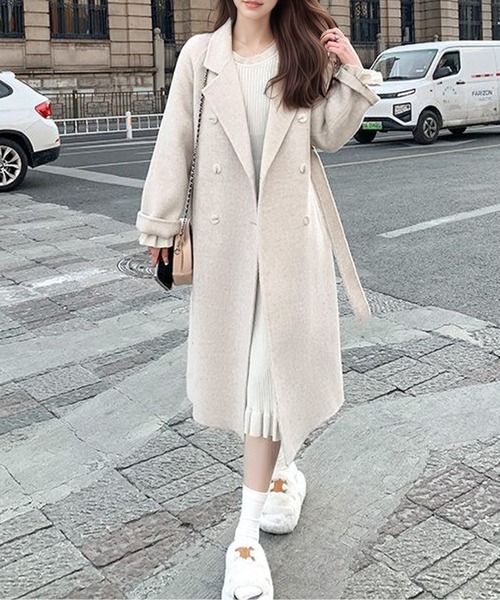 ウエストマークダブルブレストチェスターコート（チェスターコート