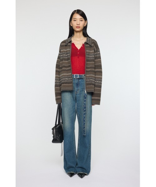 MOUSSY(マウジー)の「FAIR ISLE ニットジャケット(カーディガン/ボレロ・レディース・ネイビー/グレー・FREE)」の5枚目の写真
