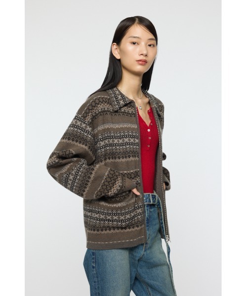 MOUSSY(マウジー)の「FAIR ISLE ニットジャケット(カーディガン/ボレロ・レディース・ネイビー/グレー・FREE)」の7枚目の写真