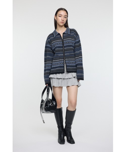 MOUSSY(マウジー)の「FAIR ISLE ニットジャケット(カーディガン/ボレロ・レディース・ネイビー/グレー・FREE)」の10枚目の写真