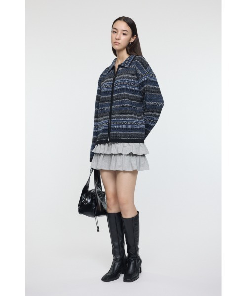 MOUSSY(マウジー)の「FAIR ISLE ニットジャケット(カーディガン/ボレロ・レディース・ネイビー/グレー・FREE)」の11枚目の写真