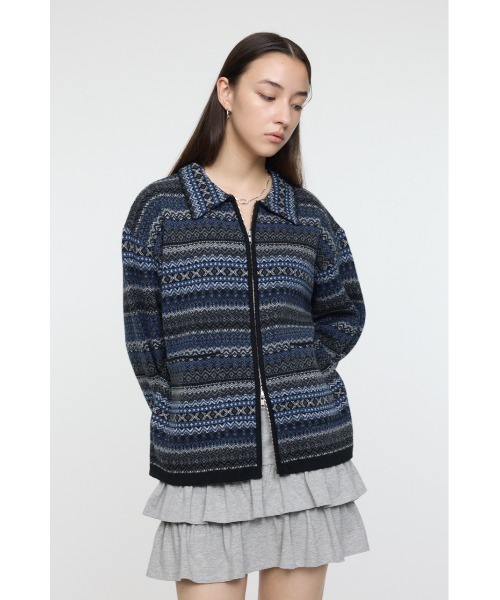 MOUSSY(マウジー)の「FAIR ISLE ニットジャケット(カーディガン/ボレロ・レディース・ネイビー/グレー・FREE)」の12枚目の写真