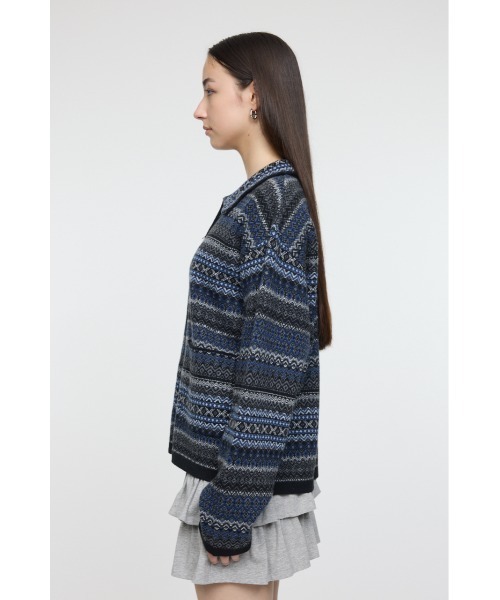 MOUSSY(マウジー)の「FAIR ISLE ニットジャケット(カーディガン/ボレロ・レディース・ネイビー/グレー・FREE)」の14枚目の写真