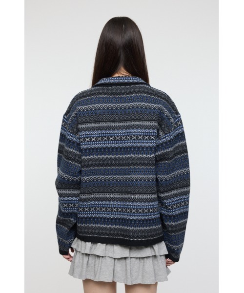 MOUSSY(マウジー)の「FAIR ISLE ニットジャケット(カーディガン/ボレロ・レディース・ネイビー/グレー・FREE)」の15枚目の写真