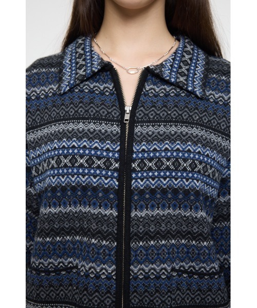 MOUSSY(マウジー)の「FAIR ISLE ニットジャケット(カーディガン/ボレロ・レディース・ネイビー/グレー・FREE)」の16枚目の写真