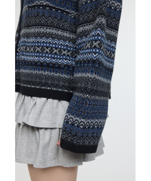 MOUSSY(マウジー)の「FAIR ISLE ニットジャケット(カーディガン/ボレロ・レディース・ネイビー/グレー・FREE)」の18枚目の写真