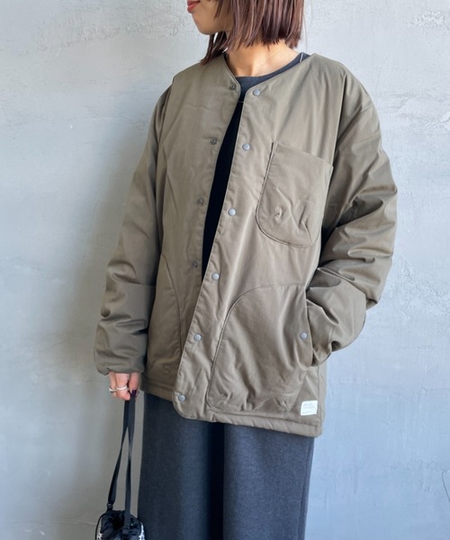 NANGA（ナンガ）の「[NANGA/ナンガ] HINOC リップストップ インナーダウンカーディガン（ダウンジャケット/コート・レディース・モスグリーン/ブラック・S/M/L）」の4枚目の写真