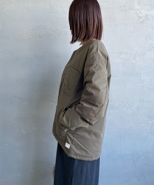 NANGA（ナンガ）の「[NANGA/ナンガ] HINOC リップストップ インナーダウンカーディガン（ダウンジャケット/コート・レディース・モスグリーン/ブラック・S/M/L）」の5枚目の写真