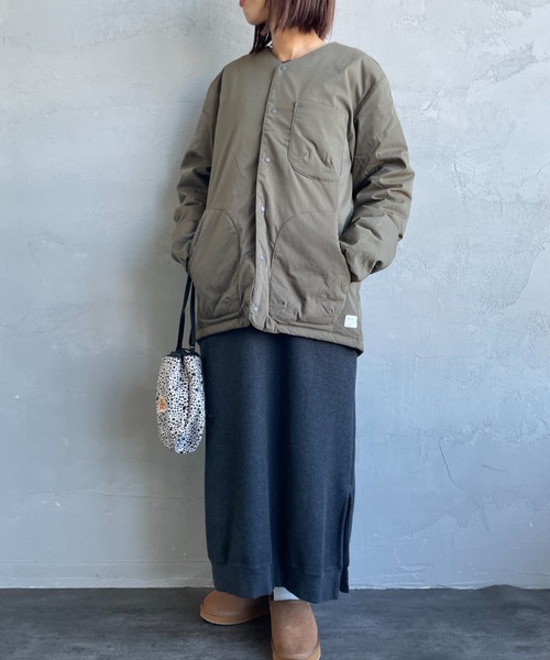 NANGA（ナンガ）の「[NANGA/ナンガ] HINOC リップストップ インナーダウンカーディガン（ダウンジャケット/コート・レディース・モスグリーン/ブラック・S/M/L）」の11枚目の写真