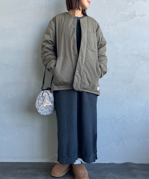 NANGA（ナンガ）の「[NANGA/ナンガ] HINOC リップストップ インナーダウンカーディガン（ダウンジャケット/コート・レディース・モスグリーン/ブラック・S/M/L）」の7枚目の写真