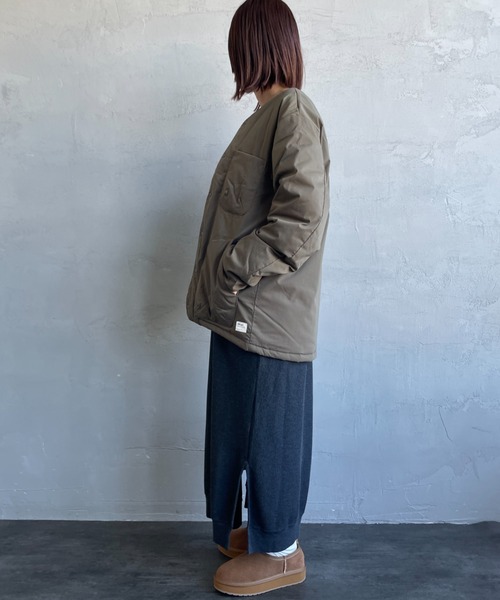 NANGA（ナンガ）の「[NANGA/ナンガ] HINOC リップストップ インナーダウンカーディガン（ダウンジャケット/コート・レディース・モスグリーン/ブラック・S/M/L）」の8枚目の写真