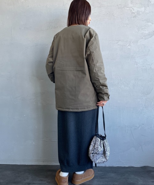 NANGA（ナンガ）の「[NANGA/ナンガ] HINOC リップストップ インナーダウンカーディガン（ダウンジャケット/コート・レディース・モスグリーン/ブラック・S/M/L）」の9枚目の写真