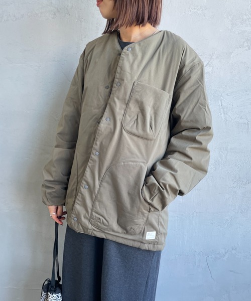 NANGA（ナンガ）の「[NANGA/ナンガ] HINOC リップストップ インナーダウンカーディガン（ダウンジャケット/コート・レディース・モスグリーン/ブラック・S/M/L）」の12枚目の写真