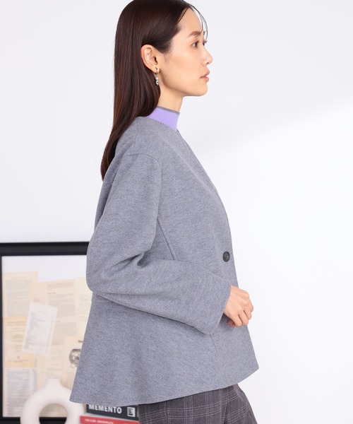 GALLORIA（ギャローリア）の「【キレメクアウター】キーネックジャケット（その他アウター・レディース・ライトグレー/ブラック・S/M/L/LL）」の10枚目の写真