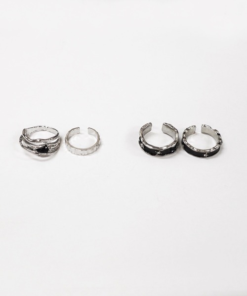 tunee（チュニー）の「【446676】ブラックポイントリング2個セット(RZ)（リング・レディース・シルバー系1/シルバー系2・FREE）」の5枚目の写真