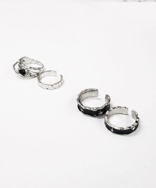 tunee（チュニー）の「【446676】ブラックポイントリング2個セット(RZ)（リング・レディース・シルバー系1/シルバー系2・FREE）」の3枚目の写真