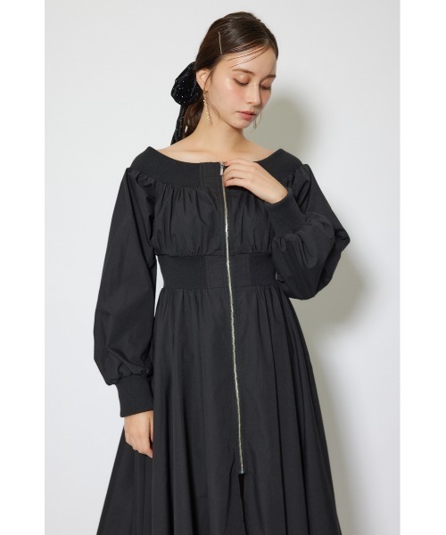 rienda(リエンダ)の「MA-1オフショルロングスリーブワンピース 秋服 冬服(ワンピース・レディース・ブラウン/アイボリー/ブラック・SMALL/MEDIUM)」の9枚目の写真
